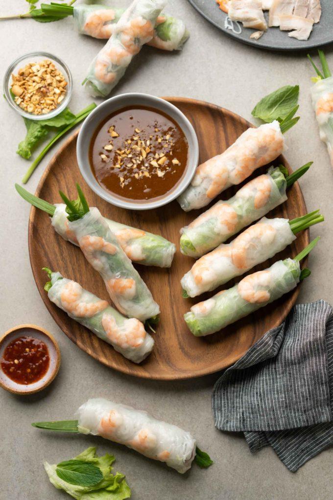 Vietnamese spring roll in hoisin dipping sauce