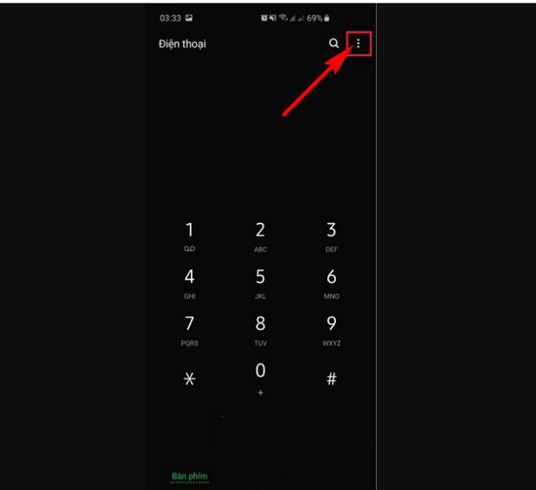 Chặn số điện thoại trên Nokia vào viểu tượng dấy 3 chấm
