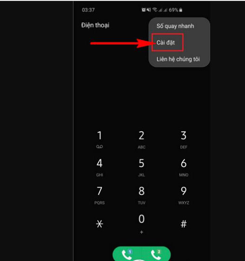 Cách chặn cuộc gọi trên Nokia tiếp đến chọn cài đặt