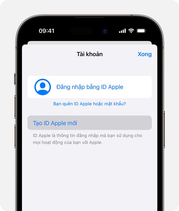 Màn hình iPhone hiển thị tùy chọn để Đăng nhập bằng ID Apple