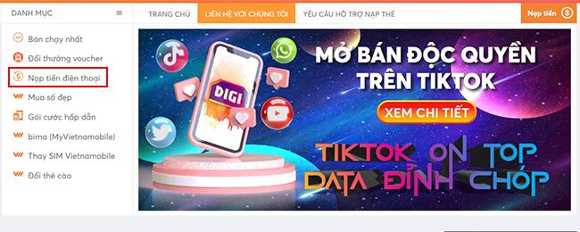 nap tien vietnamobile online