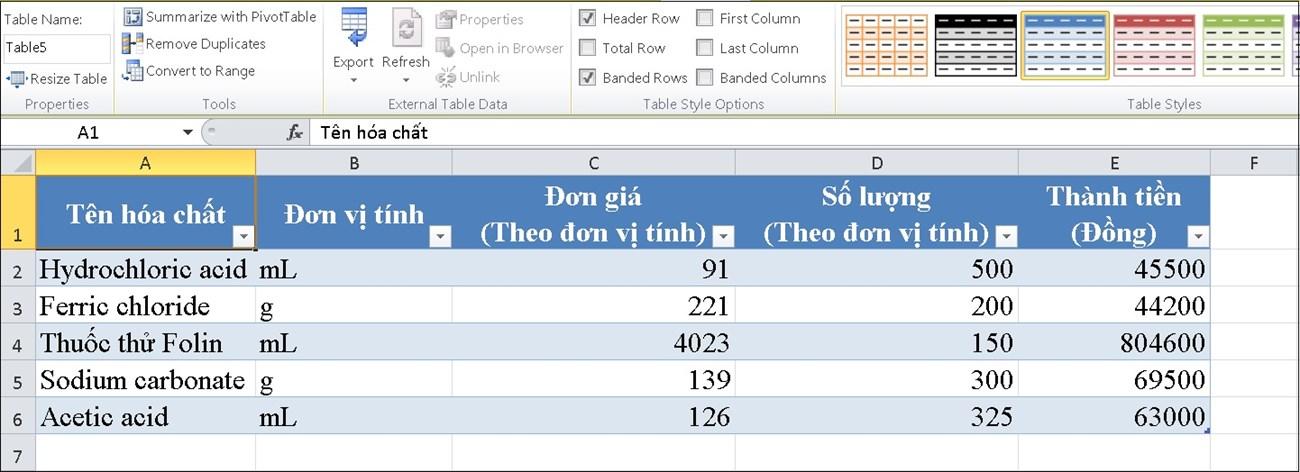 Tạo bảng bằng Insert Table trong Excel 3