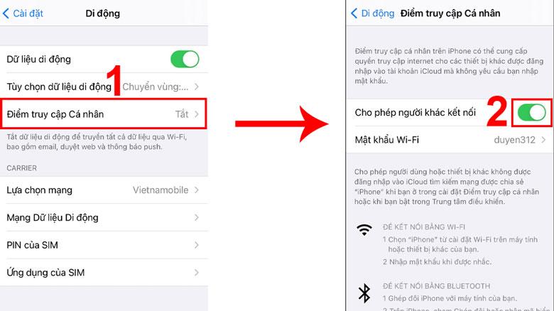 Cách phát wifi từ điện thoại iPhone: Bước 2