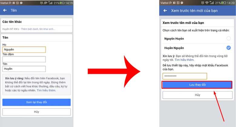 Cách đổi tên facebook trên điện thoại Android: Bước 2