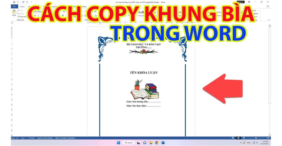 cách copy bìa trong word