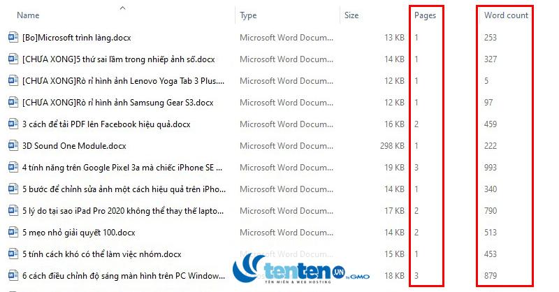 cách đếm số trang trong word