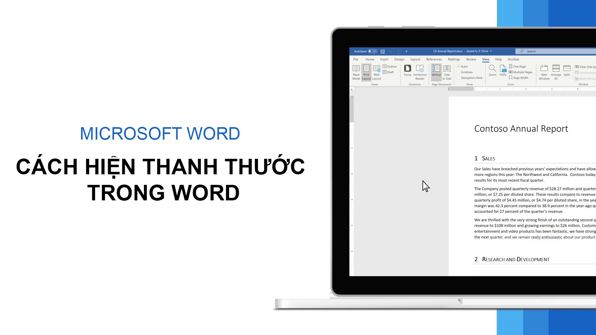 cách hiển thị thước trong word