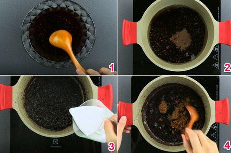 Cách làm sữa chua nếp cẩm: nấu nếp cẩm