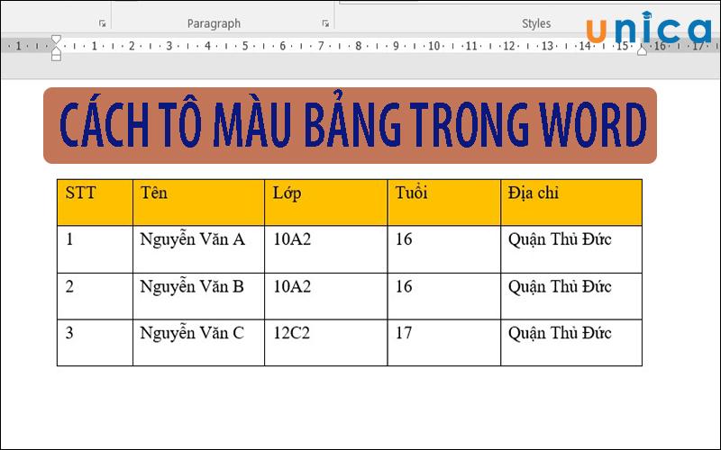 cách tô màu trong word