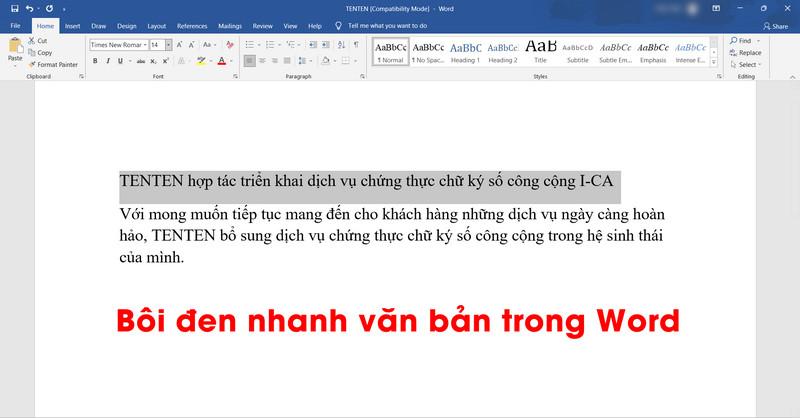 cách bôi đen toàn bộ văn bản