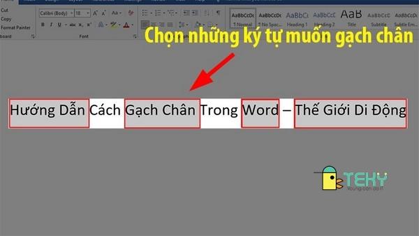 Cách gạch chân trong word