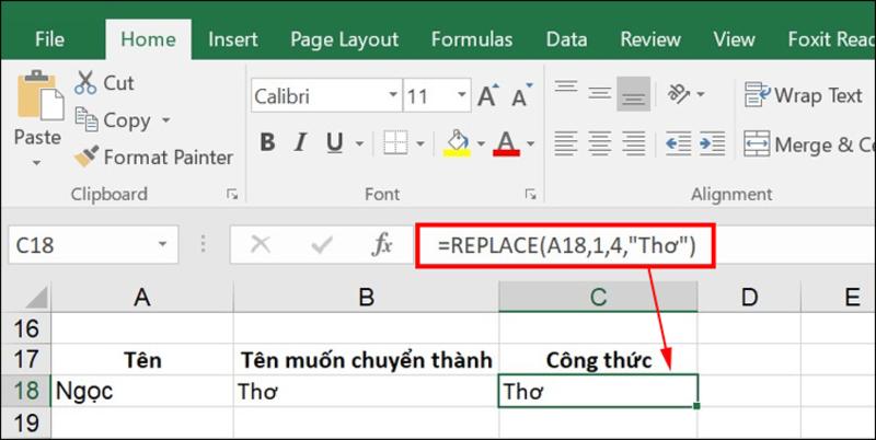 Tham khảo ví dụ cụ thể về cách sử dụng hàm Replace để thay đổi ký tự trong chuỗi