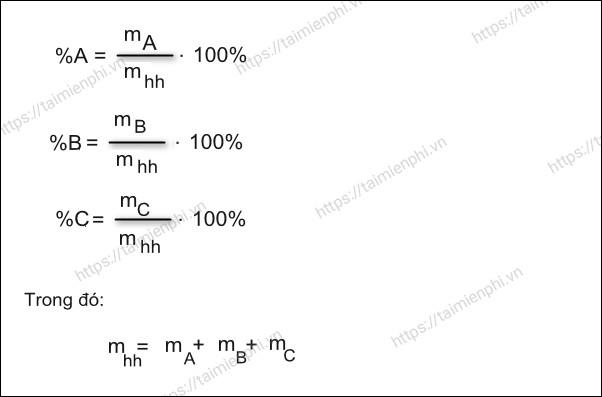 Cách tính tỷ lệ phần trăm khối lượng, công thức tiêu chuẩn giáo trình