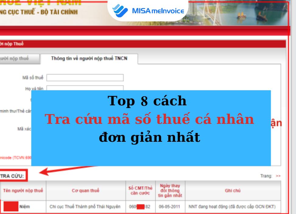 cách tra cứu mã số thuế cá nhân bằng cccd