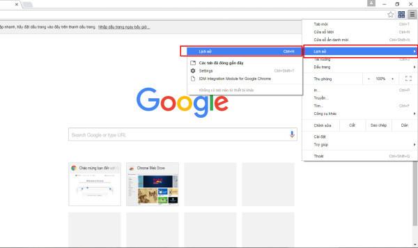 cách xóa lich su trong google