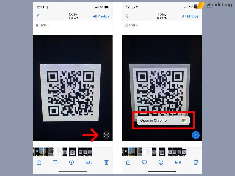 cách quét mã QR Code bằng hình ảnh có sẵn ios