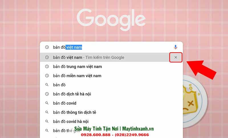 Click vào dấu X để xóa gợi ý trên trình duyệt Chrome