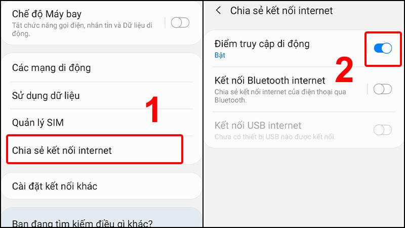 cách chia sẻ wifi từ điện thoại sang máy tính 1