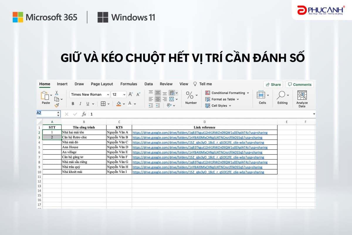 cách đánh số thứ tự trong excel