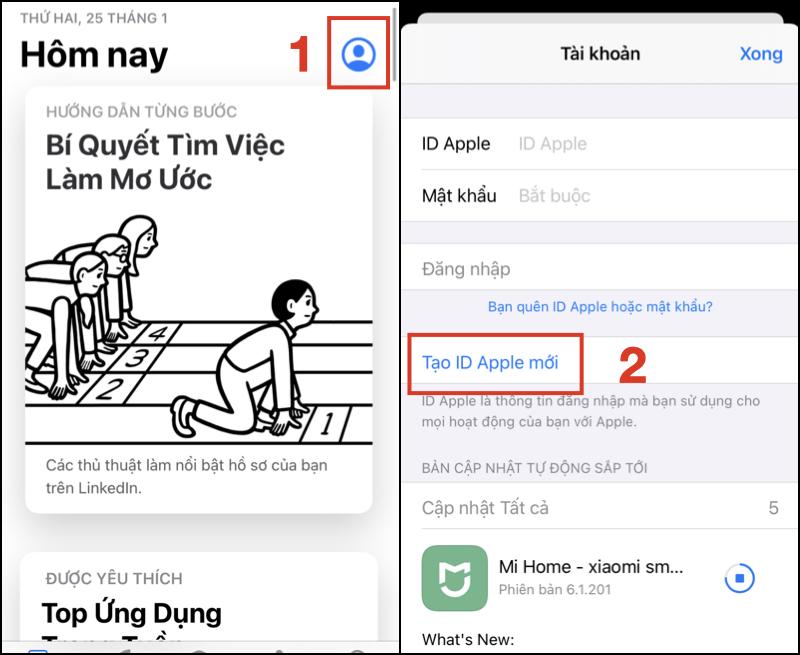 tạo tài khoản id apple 1